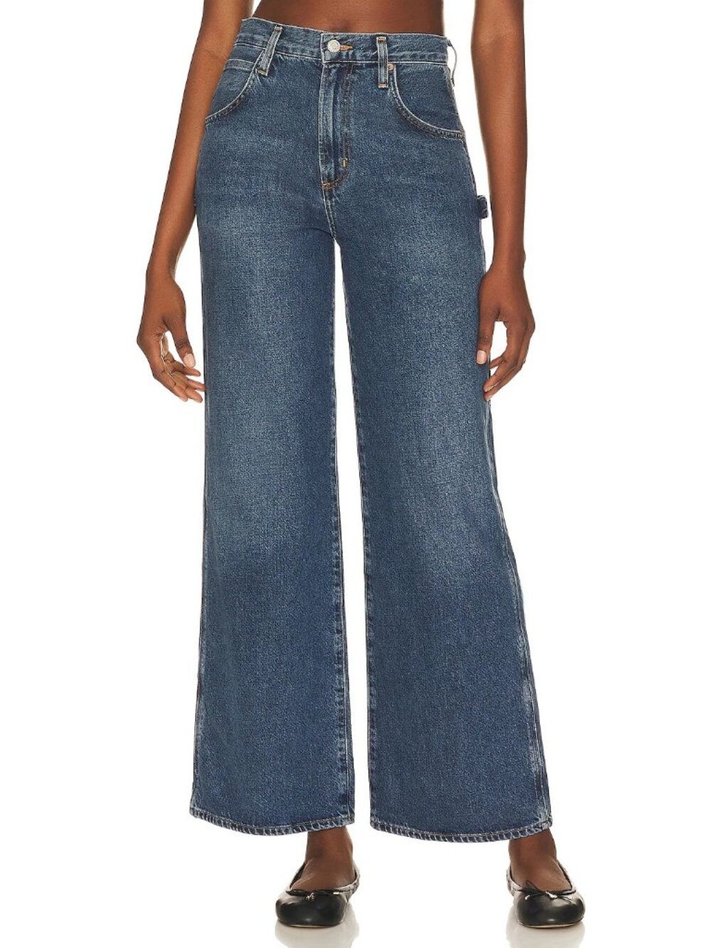 LIKE NEW Agolde Magda Denim Carpenter Jeans Wide Leg Flare‎ in Darkness size 27